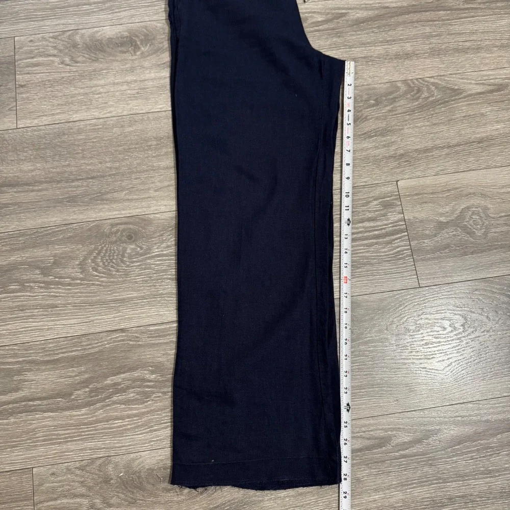 Zara Women Navy Blue Wide Leg‎ Drawstring Elastic Waist Loose Fit Pants Size S
